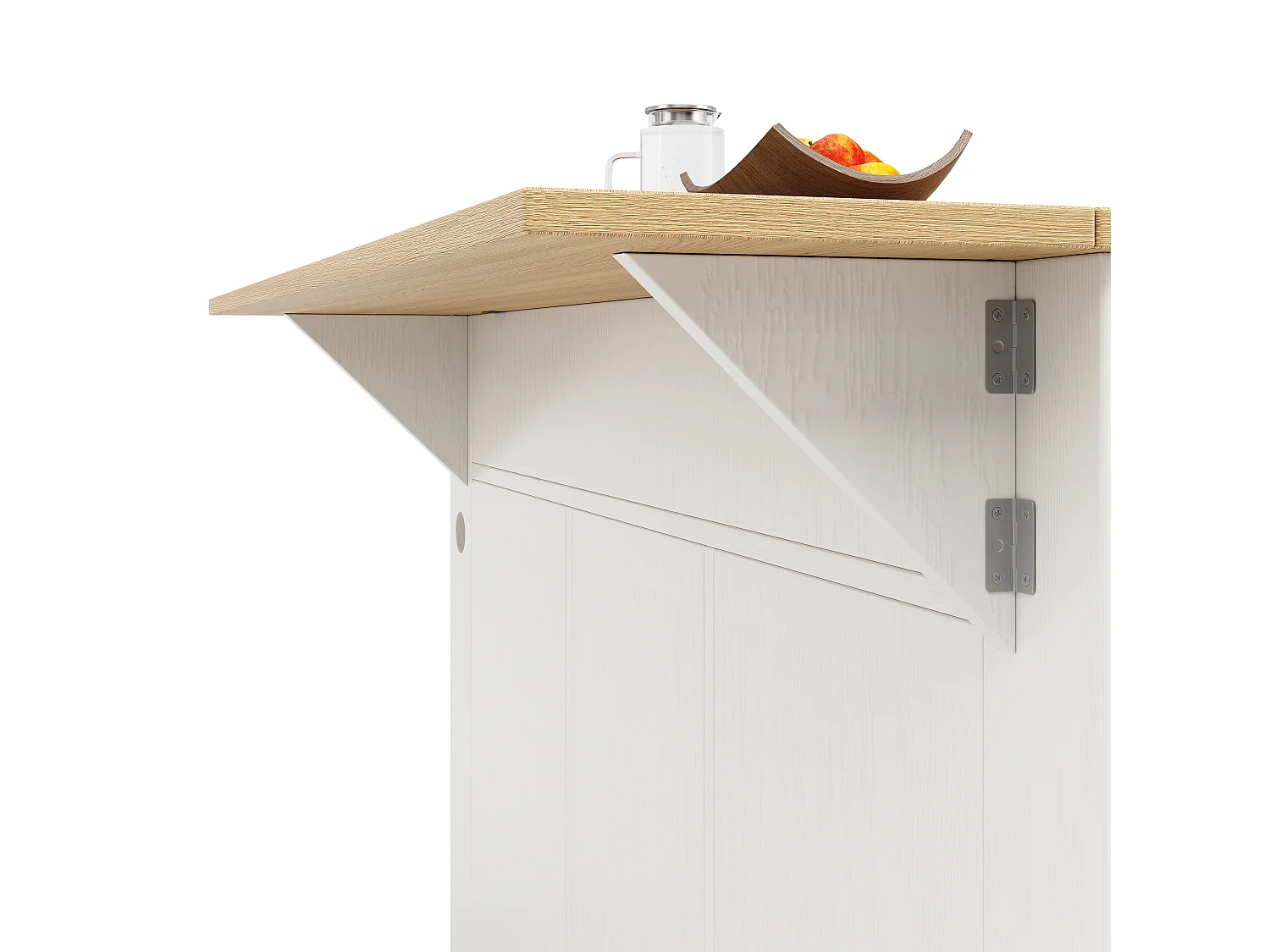 Isola centrale da cucina - carrello con ruote e prese - con piano estensibile - 2 porte 2 cassetti e 2 compartimenti - Bianco