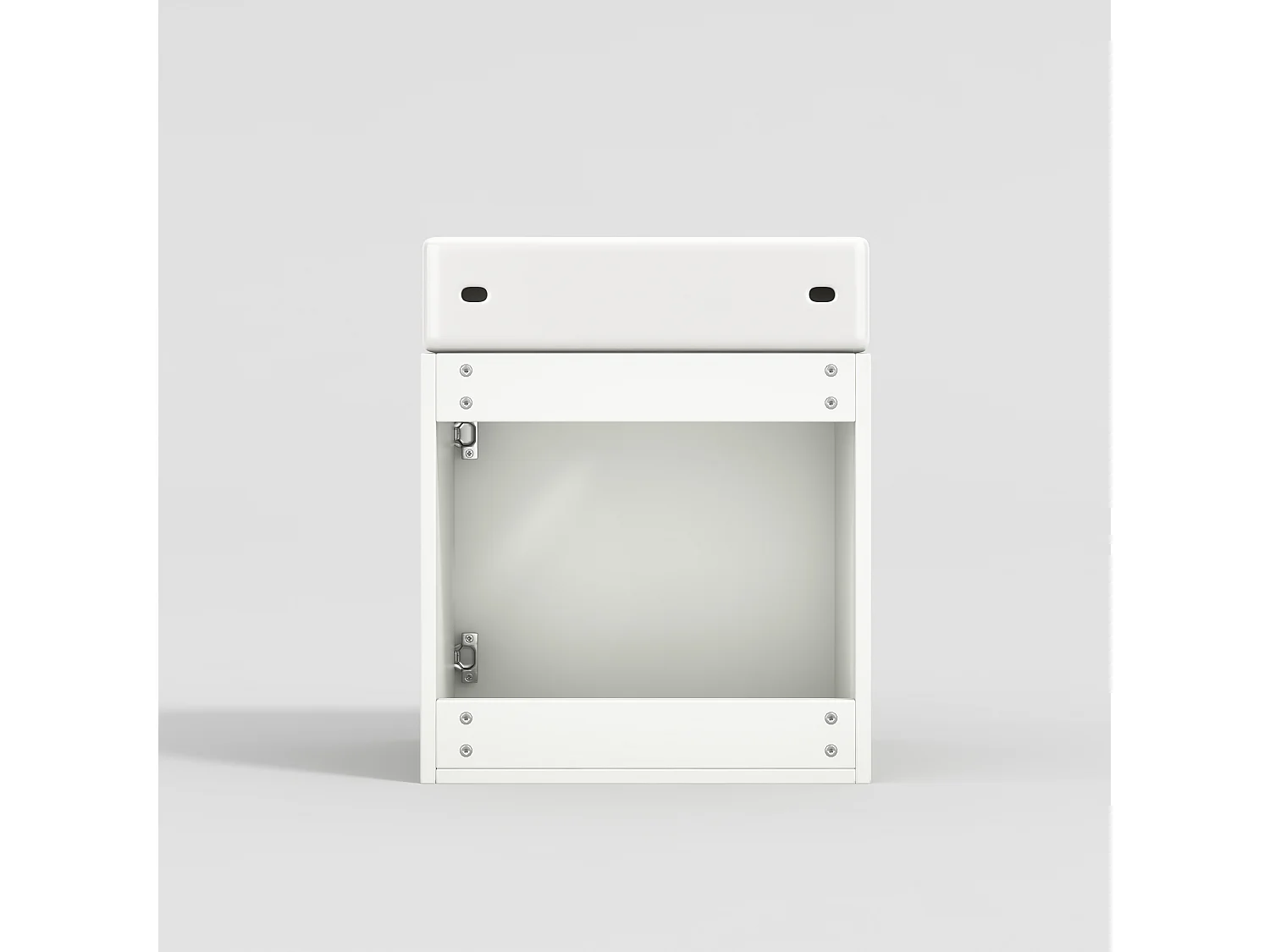 Meuble de salle de bain suspendu strié avec vasque carreé - 46 cm - Blanc(robinet non inclus)