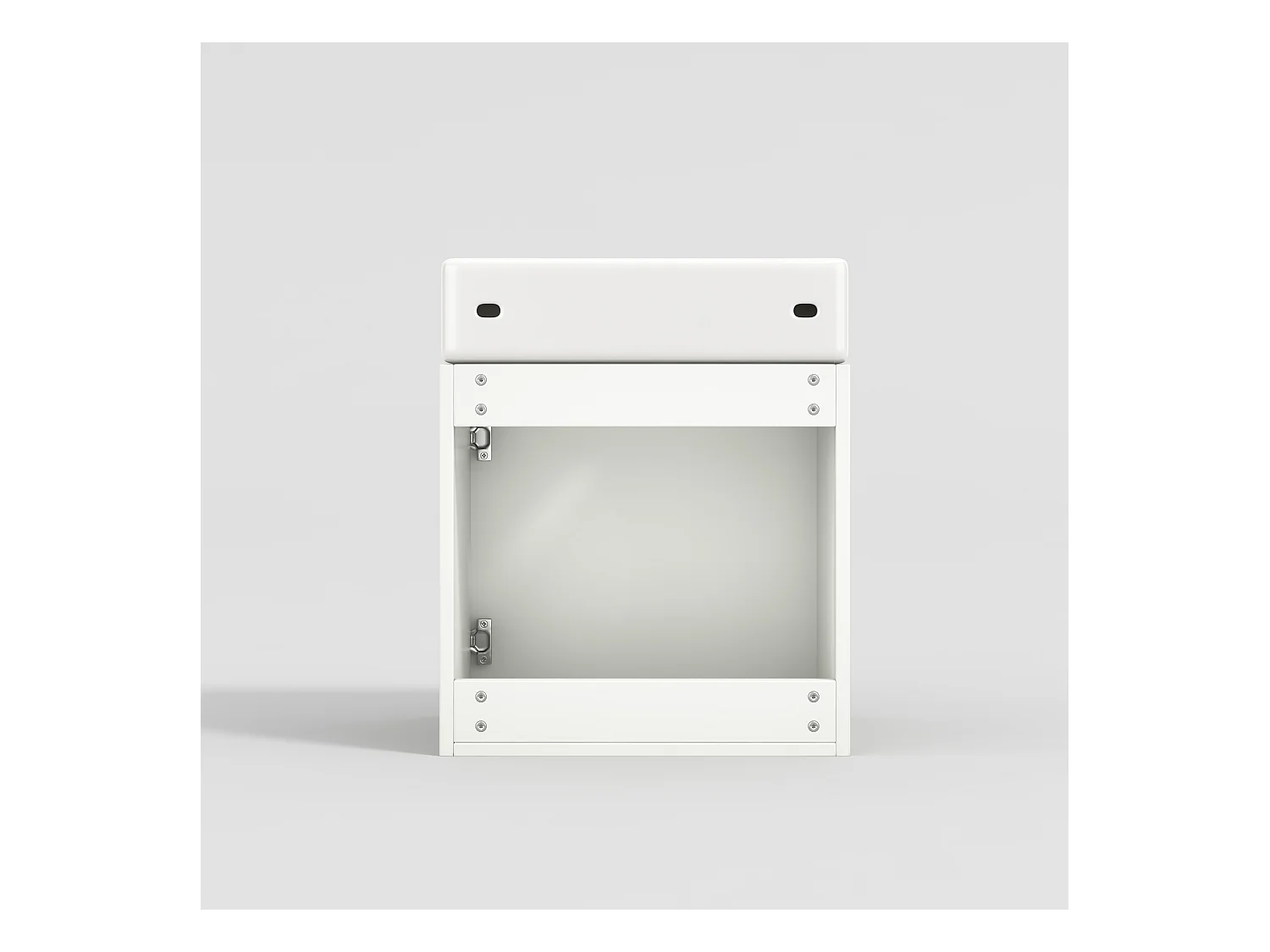 Meuble de salle de bain suspendu strié avec vasque carreé - 46 cm - Blanc(robinet non inclus)