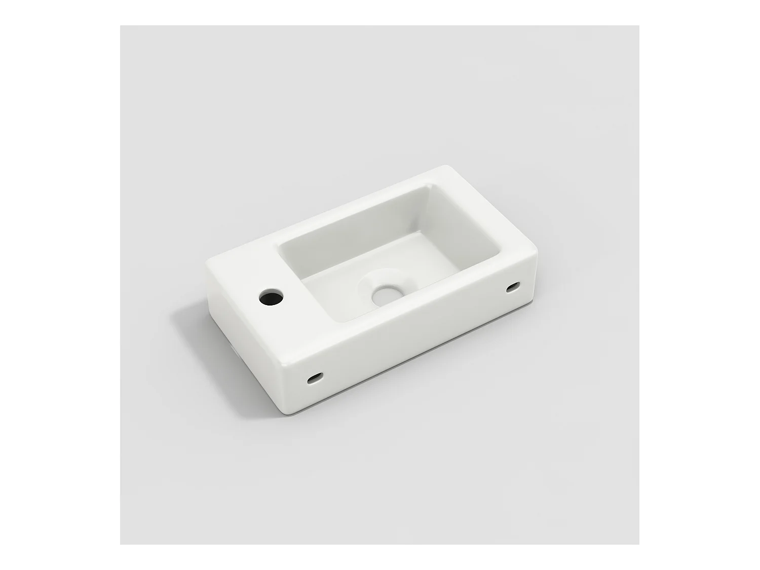 Meuble de salle de bain suspendu strié avec vasque carreé - 46 cm - Blanc(robinet non inclus)