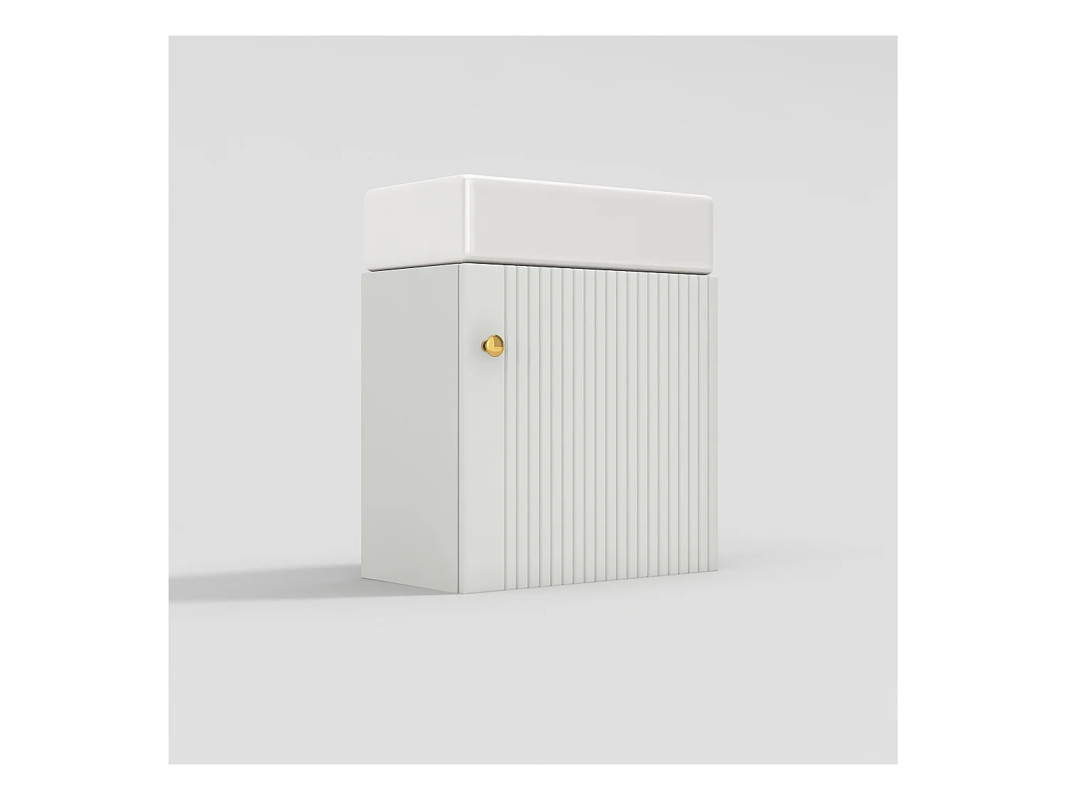 Meuble de salle de bain suspendu strié avec vasque carreé - 46 cm - Blanc(robinet non inclus)
