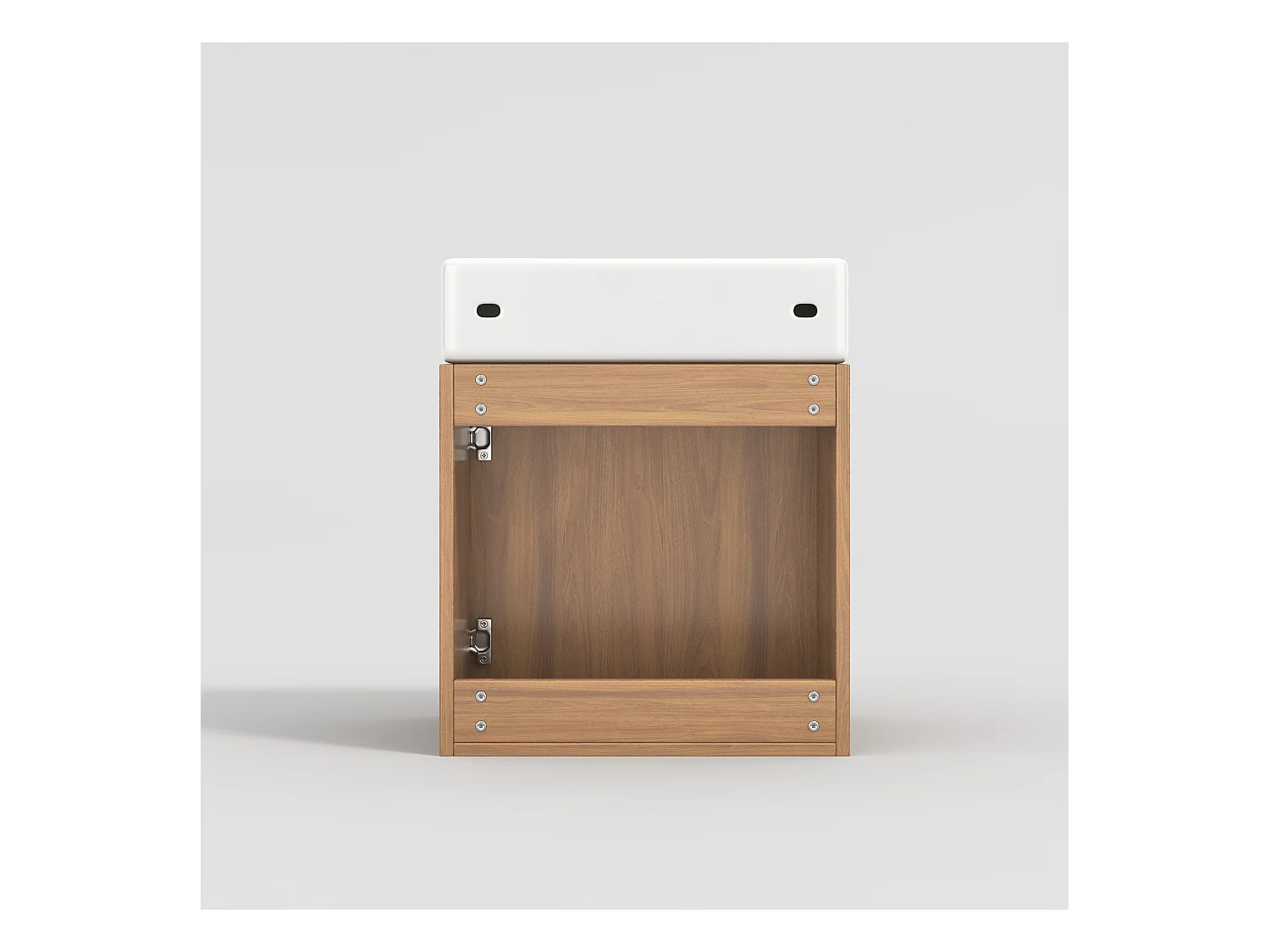 Meuble de salle de bain suspendu strié avec vasque carreé - 46 cm - Naturel(robinet non inclus)