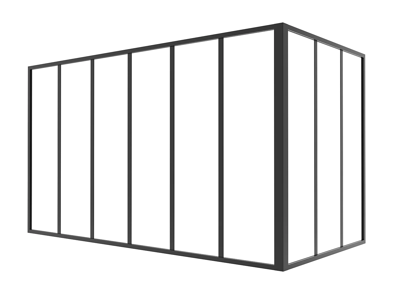 Hjørneværkstedsvindue i pulverlakeret aluminium - L180 x L90 x H105 - Sort - BAYVIEW