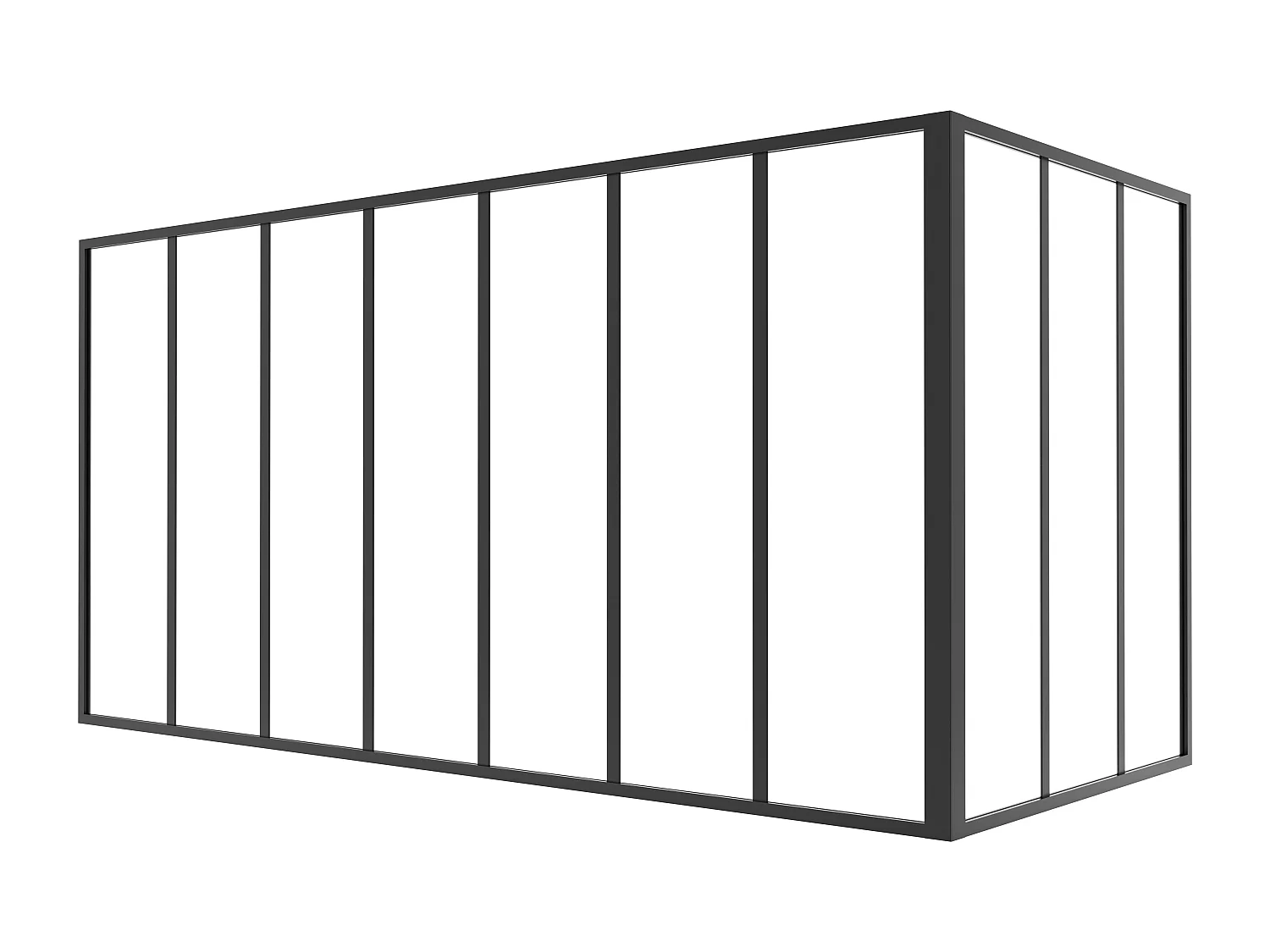 Verrière d'angle d'atelier en aluminium thermolaqué - L210 x L90 x H105 - Noir - BAYVIEW