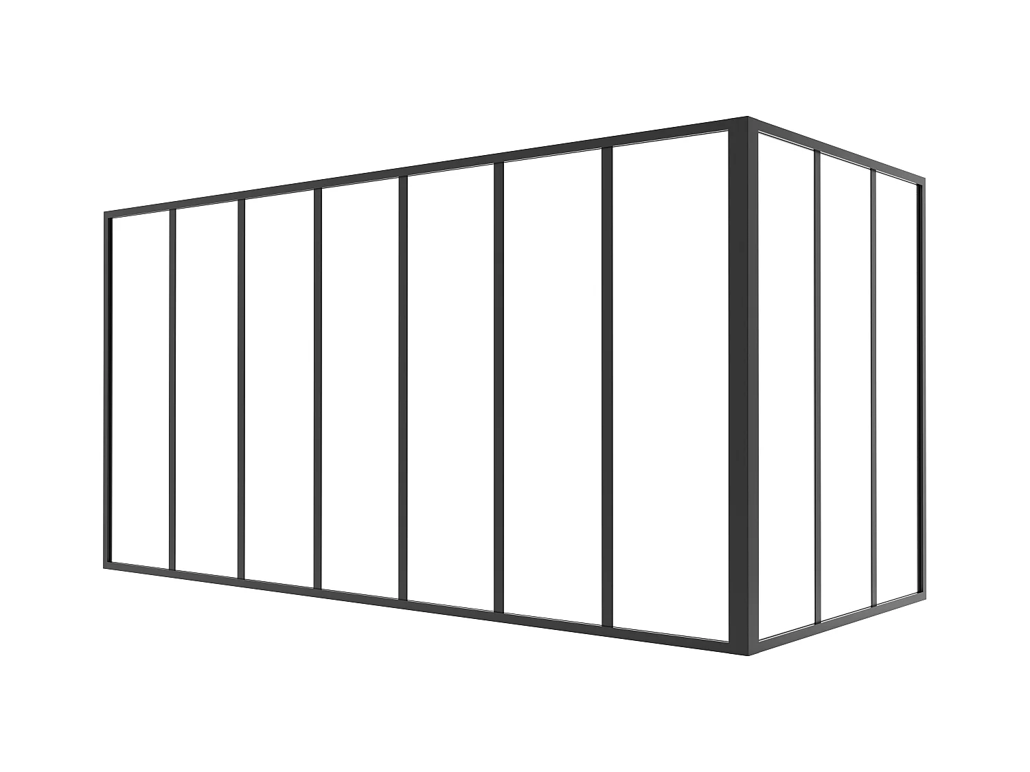 Hjørne-skyllevindue i termocoatet aluminium - L210 x L90 x H105 - Sort - BAYVIEW