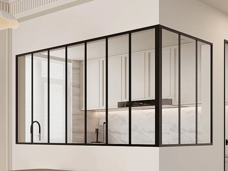 Hoekraam werkplaats van gepoedercoat aluminium - L210 x B90 x H105 cm - Zwart - BAYVIEW