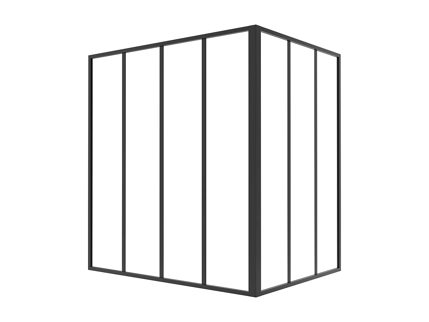 Vinkelatelier glasstak i thermolakkert aluminium - L120 x L90 x H130 - Svart - BAYVIEW