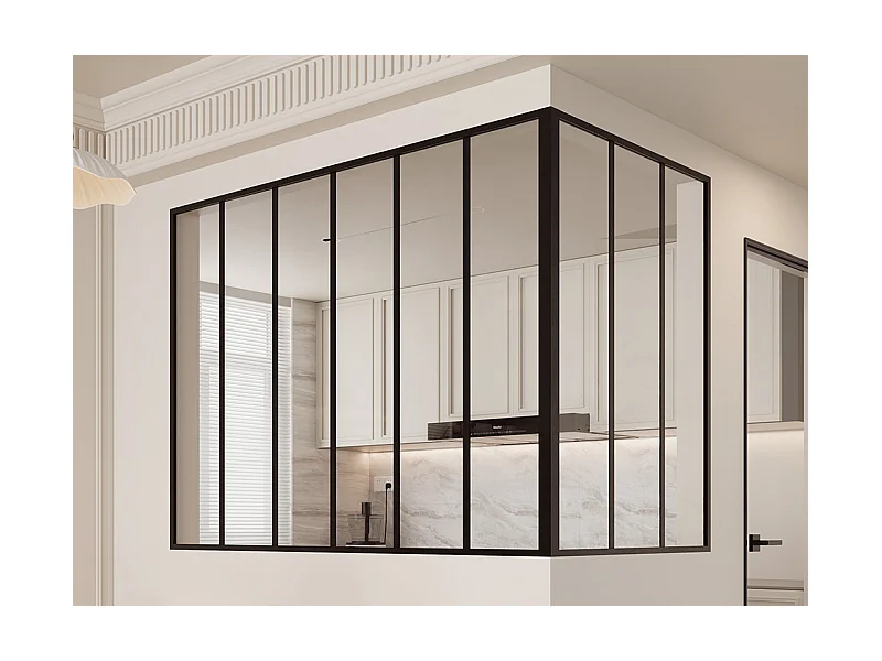 Hoekraam werkplaats van gepoedercoat aluminium - L180 x B90 x H130 cm - Zwart - BAYVIEW