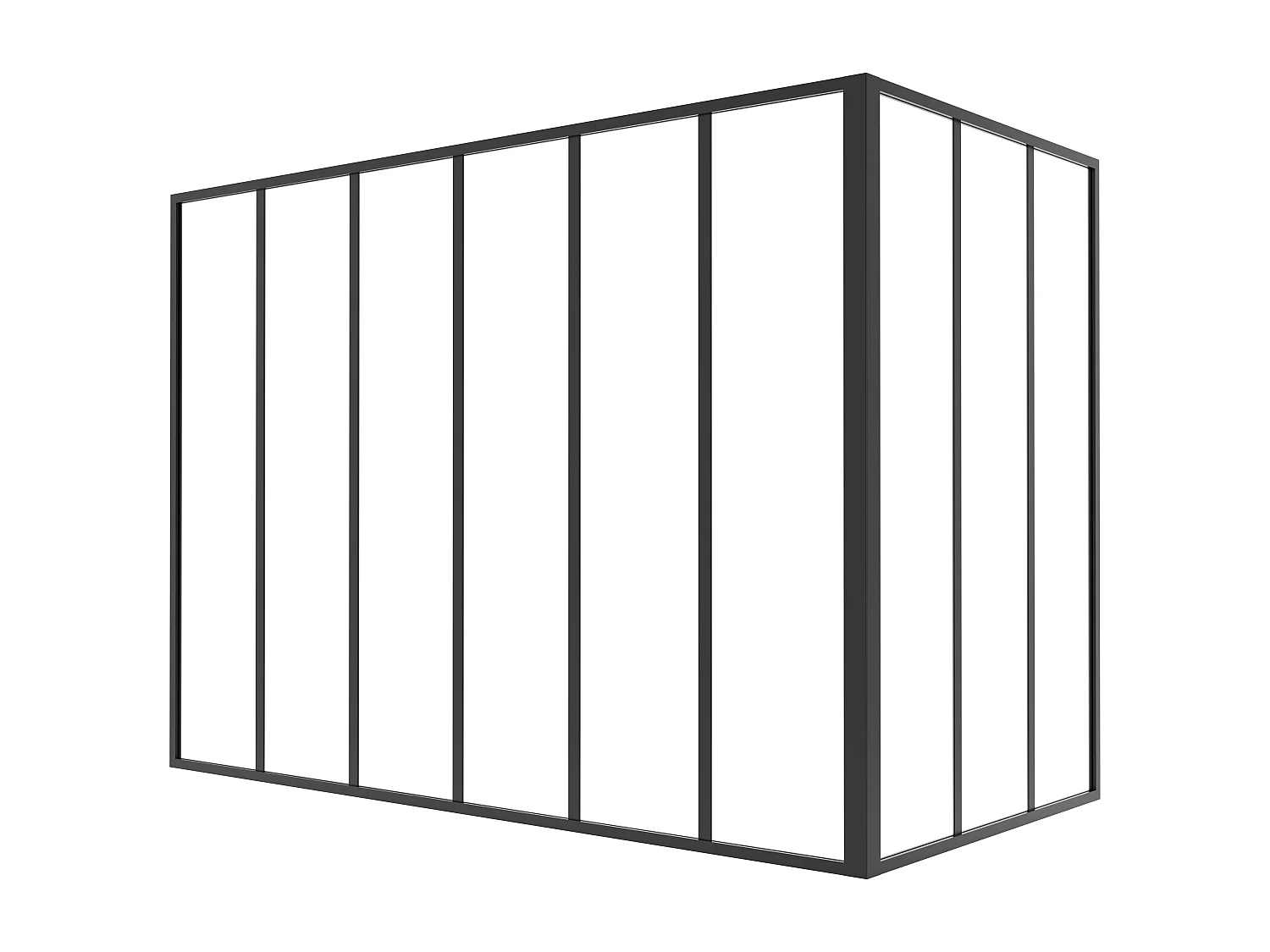 Vinkelformet skillevæg i termocoatet aluminium - L180 x L90 x H130 - Sort - BAYVIEW