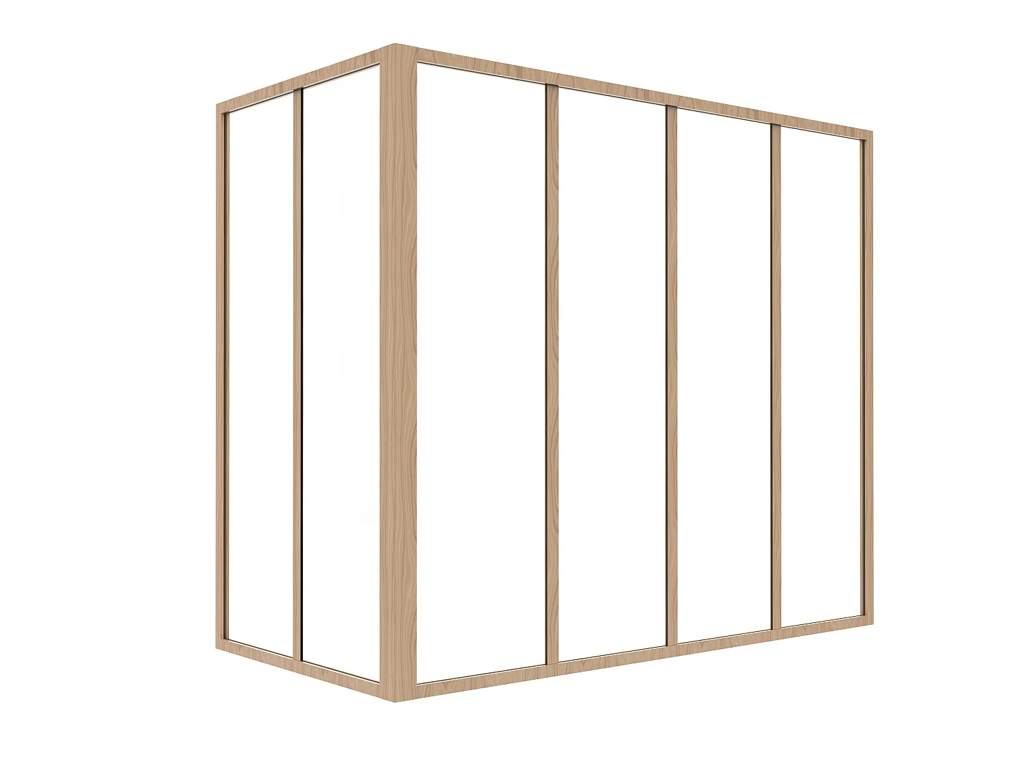 Hörnmonterverk-glaskombination av glasmontage av termolackerad aluminium i vinkel - L120 x L60 x H105 - Ljusnaturell - BAYVIEW