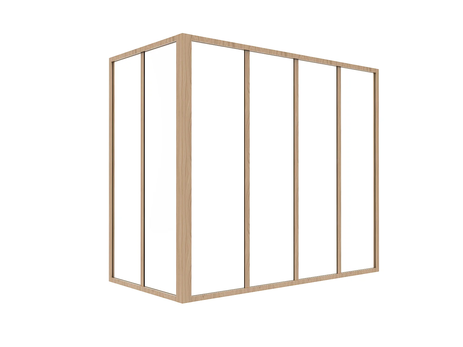 Hjørnevegg i pulverlakkert aluminium - L120 x L60 x H105 - Lys naturlig - BAYVIEW