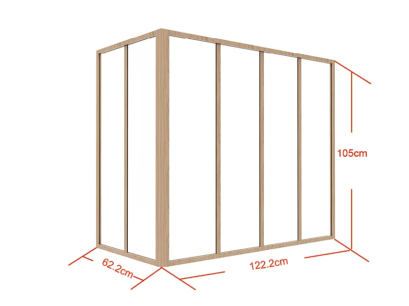 Vetrata angolare L120 x L60 x H105 in Alluminio termolaccato Naturale chiaro Stile atelier - BAYVIEW