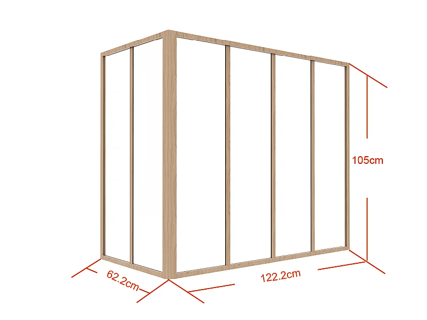 Verrière d'angle d'atelier en aluminium thermolaqué - L120 x L60 x H105 - Naturel clair - BAYVIEW