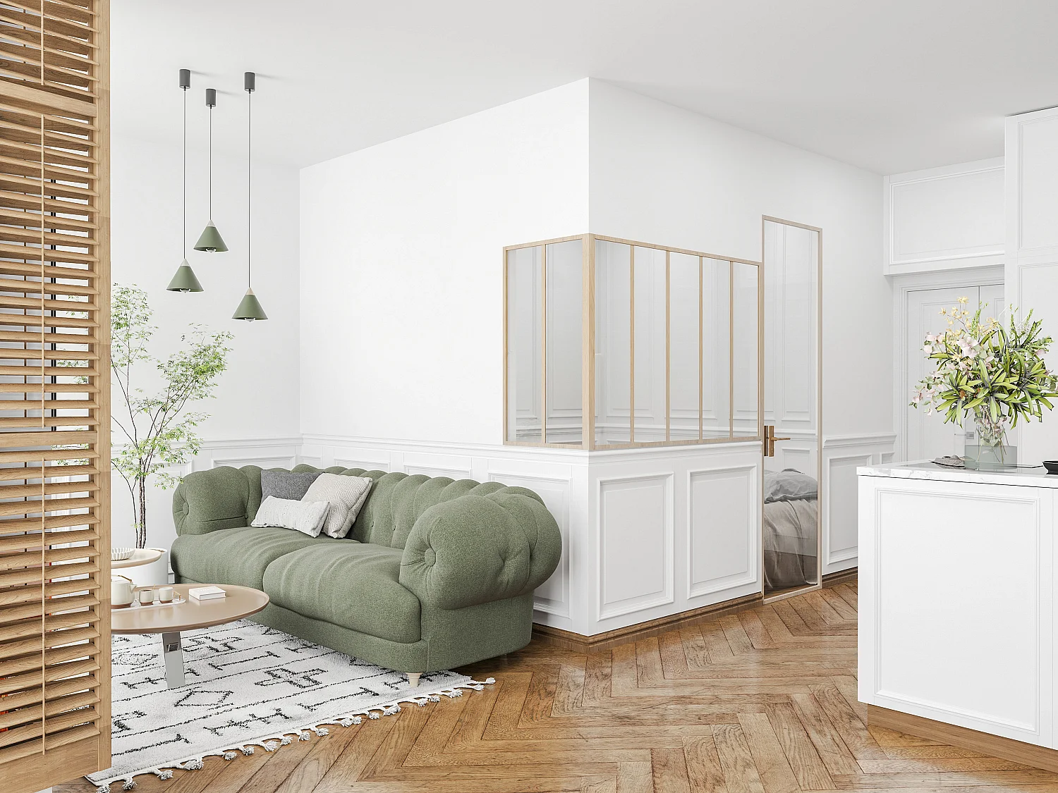 Vetrata angolare L150 x L60 x H105 in Alluminio termolaccato Naturale chiaro Stile atelier - BAYVIEW