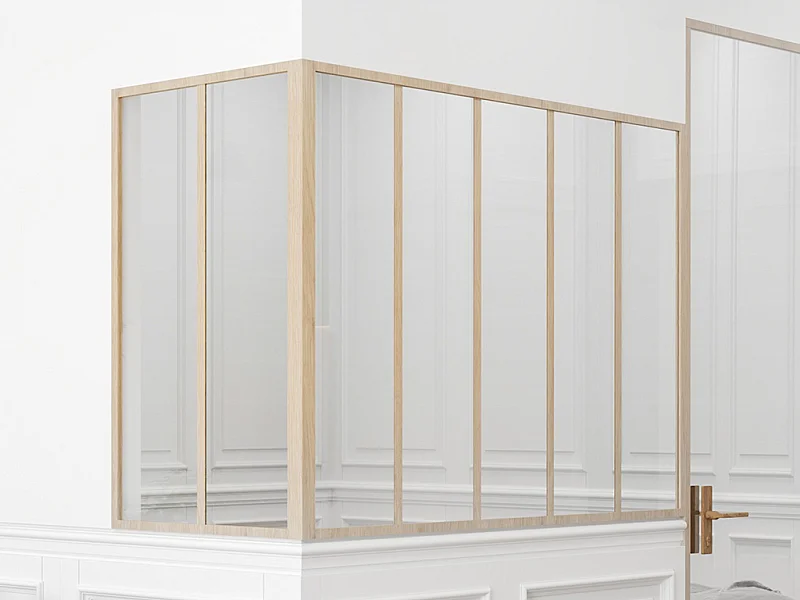 Vetrata angolare L150 x L60 x H105 in Alluminio termolaccato Naturale chiaro Stile atelier - BAYVIEW