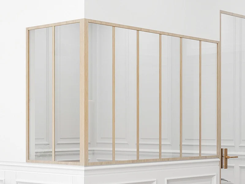 Verrière d'angle d'atelier en aluminium thermolaqué - L180 x L60 x H105 - Naturel clair - BAYVIEW