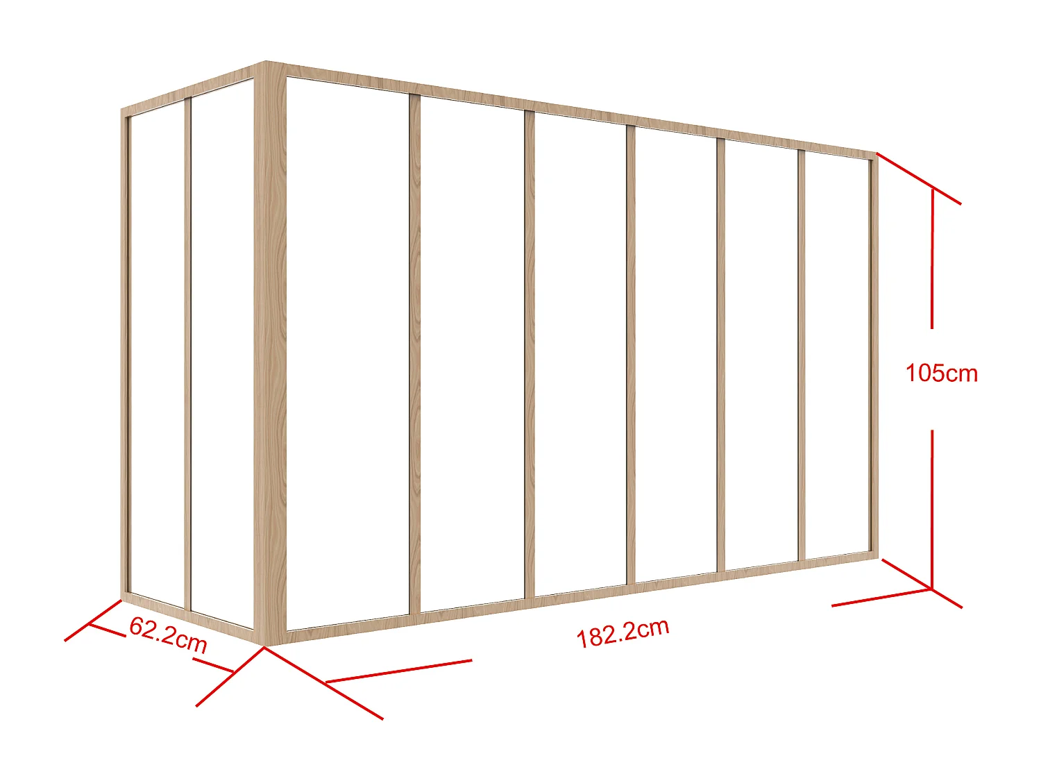 Verrière d'angle d'atelier en aluminium thermolaqué - L180 x L60 x H105 - Naturel clair - BAYVIEW