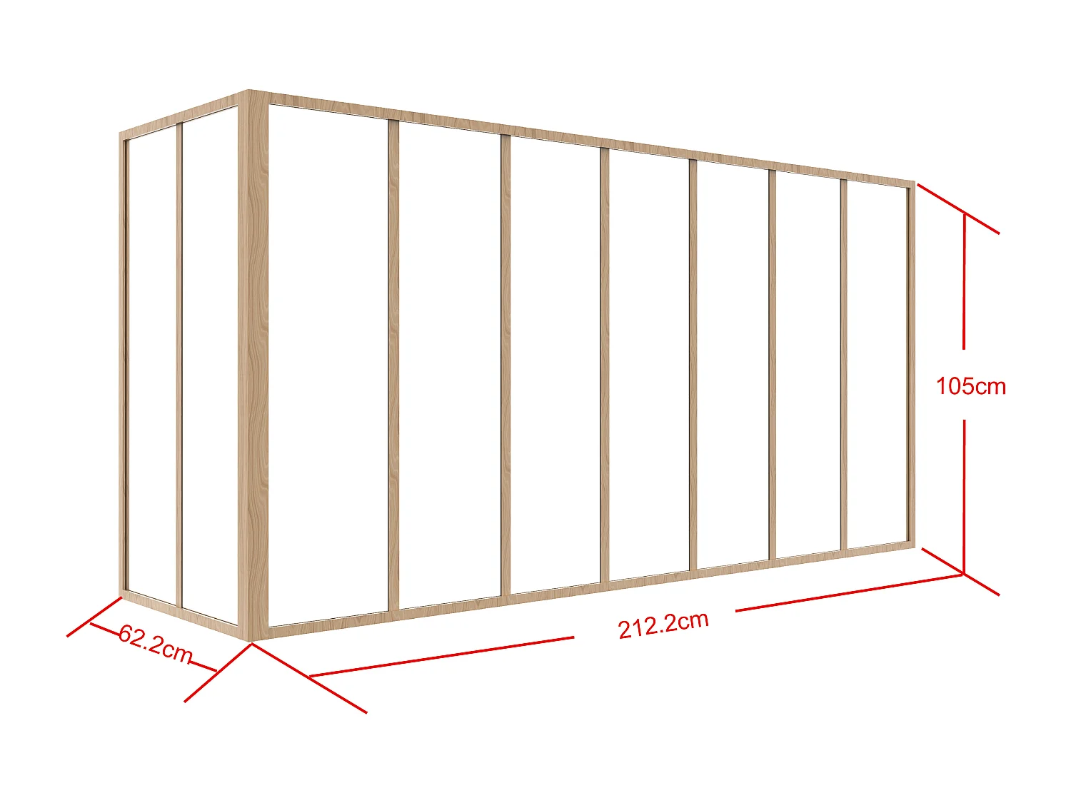 Termobehandlet aluminium hjørneveranda - L210 x L60 x H105 - Lys naturlig - BAYVIEW