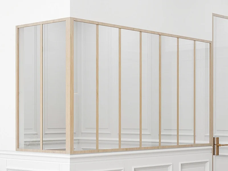 Vetrata angolare L210 x L60 x H105 in Alluminio termolaccato Naturale chiaro Stile atelier - BAYVIEW