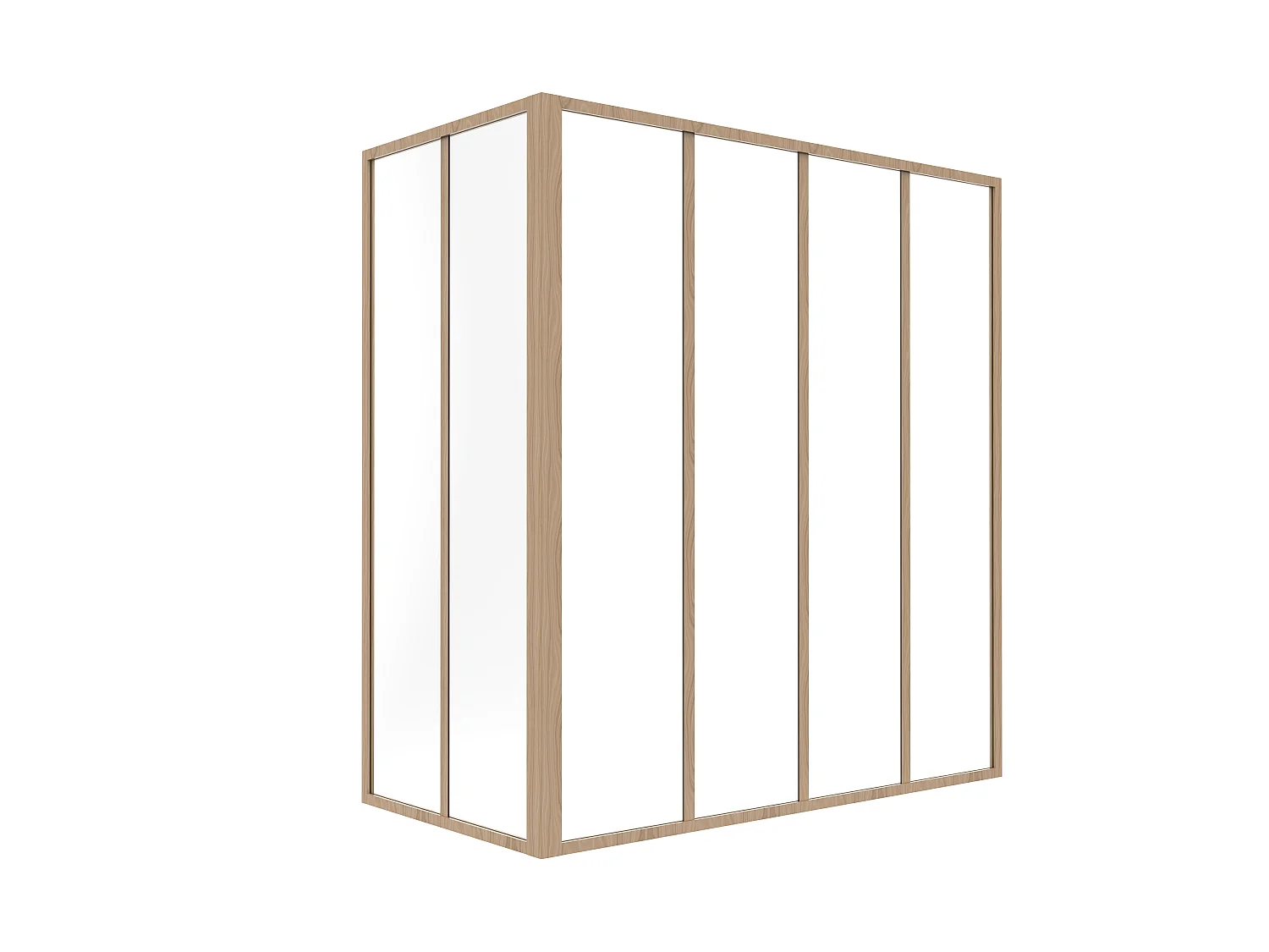 Hjørneglass for verksted i pulverlakkert aluminium - L120 x L60 x H130 - Lys naturlig - BAYVIEW