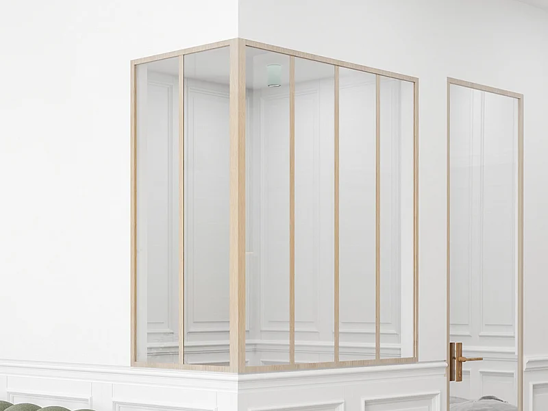 Vetrata angolare L120 x L60 x H130 in Alluminio termolaccato Naturale chiaro Stile atelier - BAYVIEW