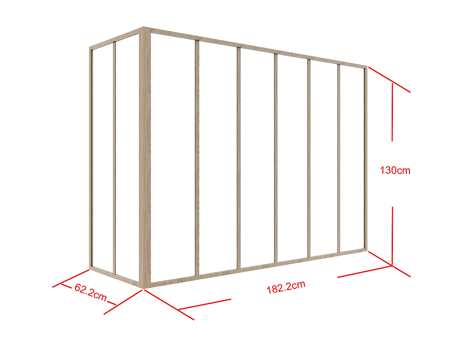 Hjørnevejørningsvejlørduktion aluminiumtermolak glasvæg - L180 x L60 x H130 - Lys naturligt klar - BAYVIEW