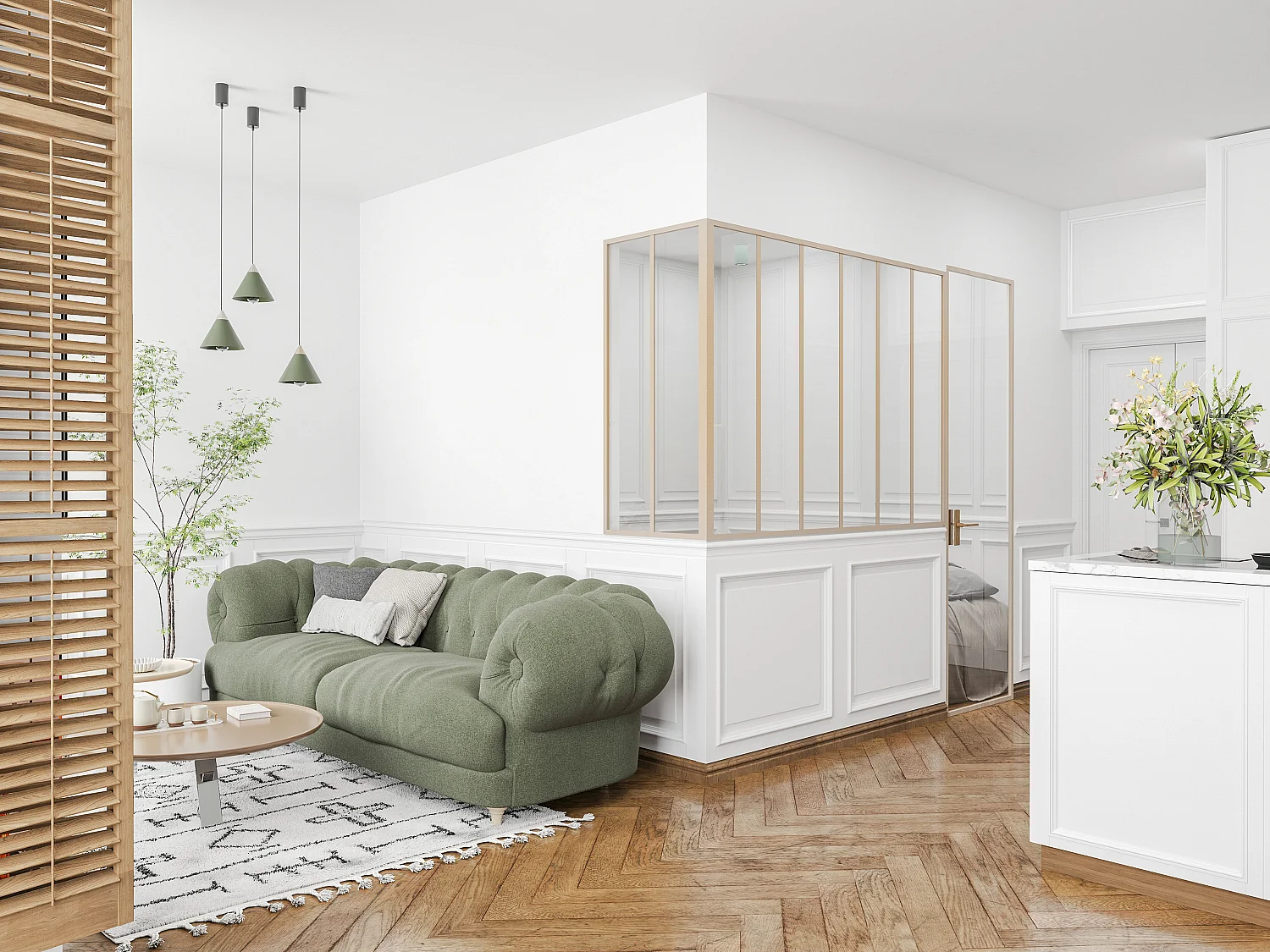 Hjørnevejørningsvejlørduktion aluminiumtermolak glasvæg - L180 x L60 x H130 - Lys naturligt klar - BAYVIEW