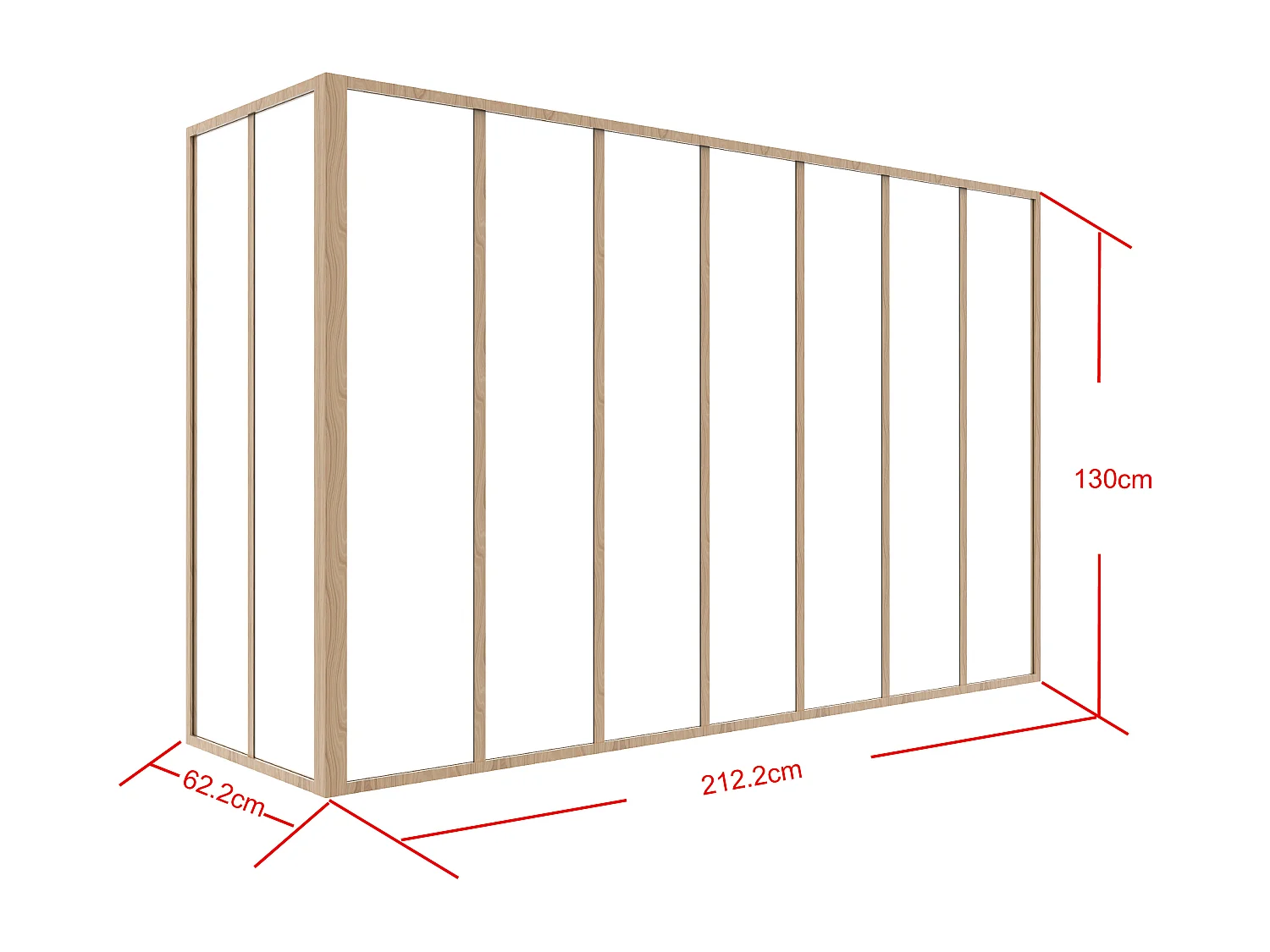 Hörnfönster i pulverlackerad aluminium - L210 x B60 x H130 - Ljusnaturell - BAYVIEW