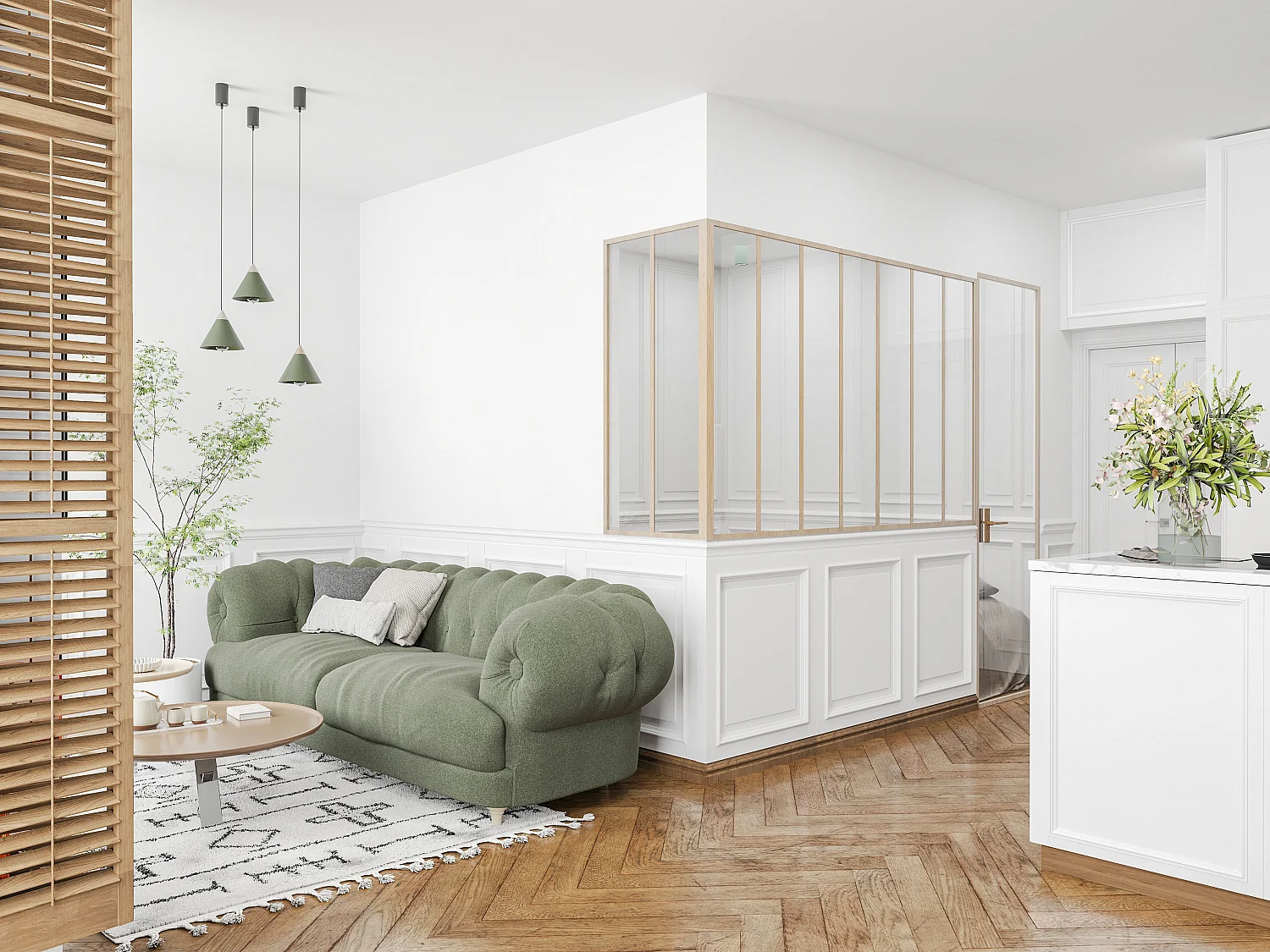 Hörnfönster i pulverlackerad aluminium - L210 x B60 x H130 - Ljusnaturell - BAYVIEW