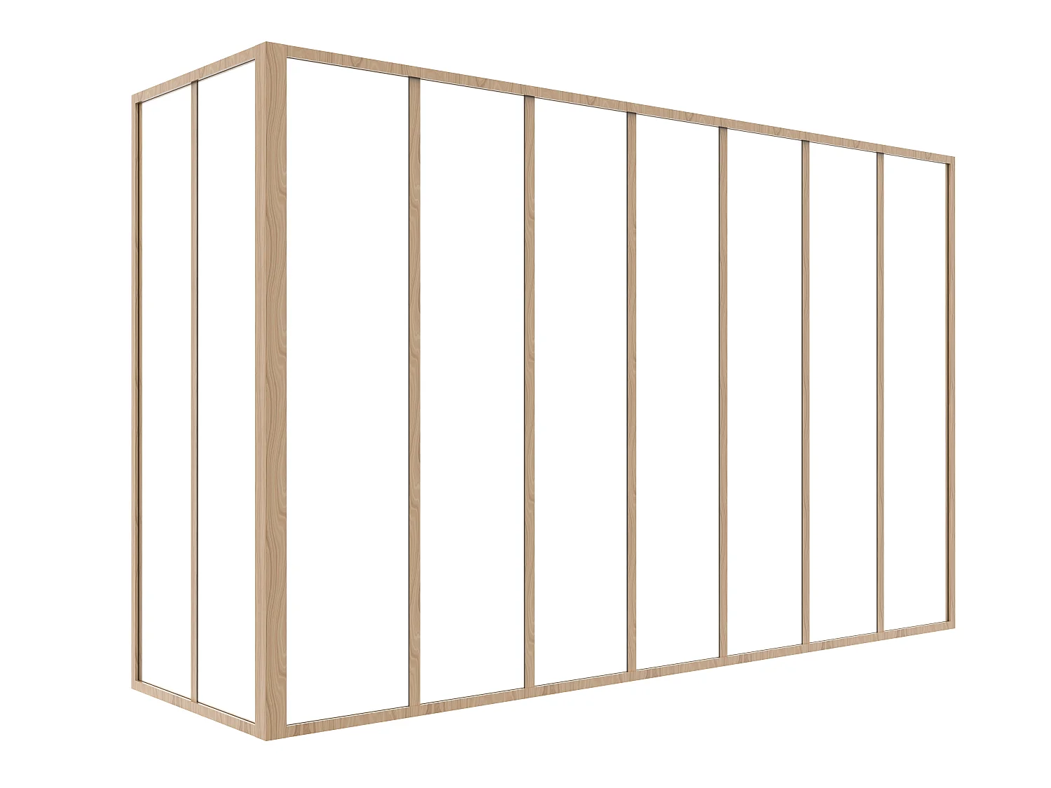 Vindusvindusramme av pulverlakkert aluminium for hjørne - L210 x L60 x H130 - Lys naturlig - BAYVIEW