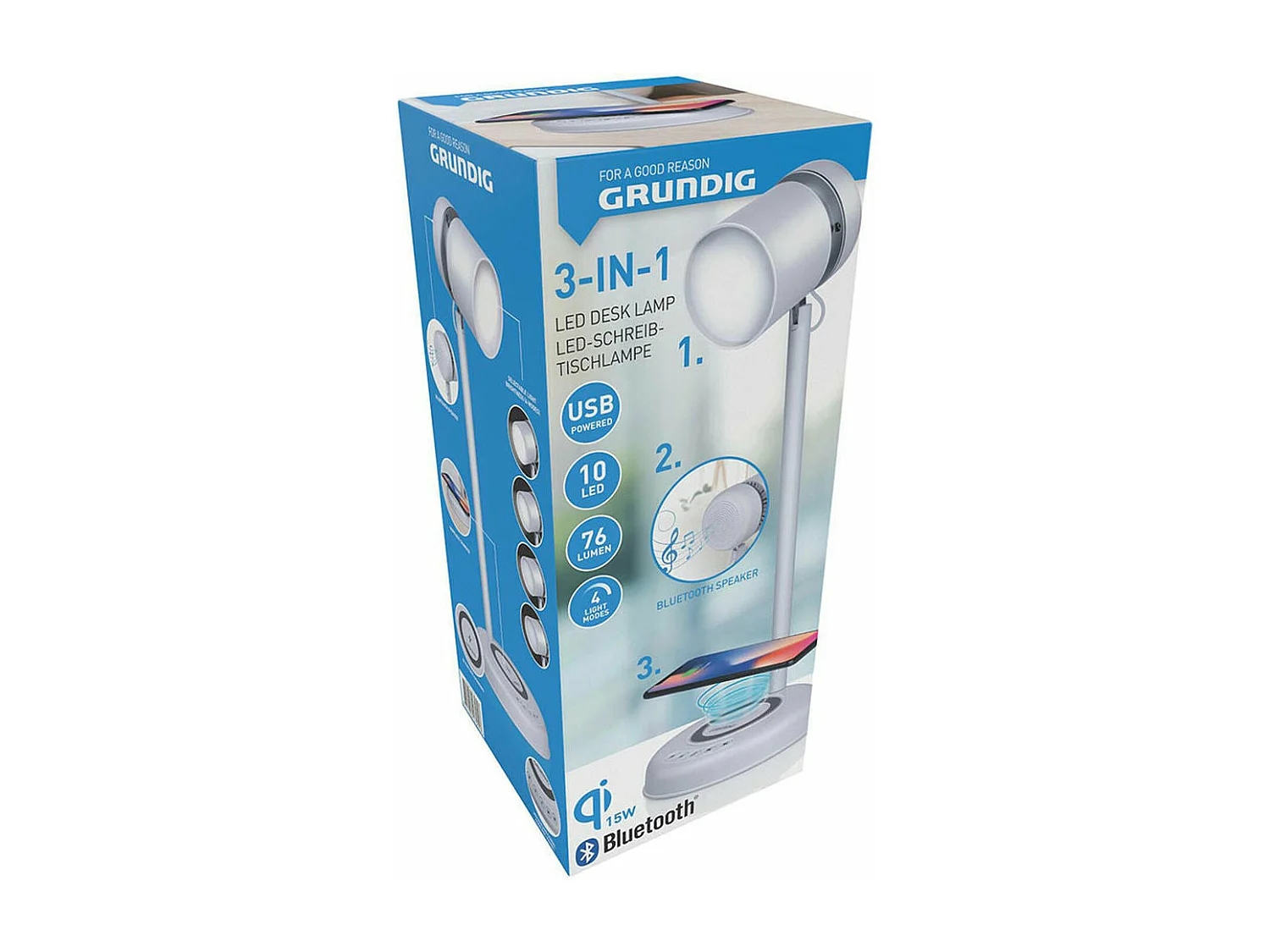 Lampe LED sans fil Grundig Blanc 3-en-1 (12 x 12 x 34 cm)