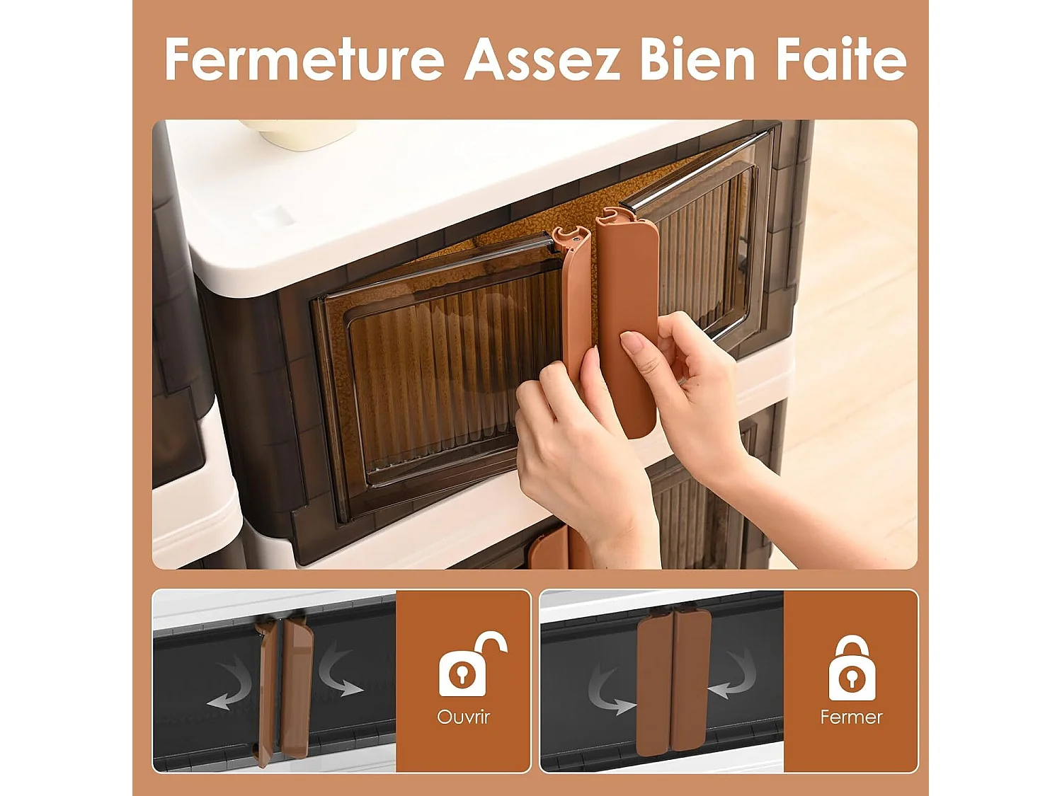 3pcs Boite de Rangement à Roulettes 32L - Caisses de Rangement Transparente - Pliable Empilable Pour Vetements Jouets Livres