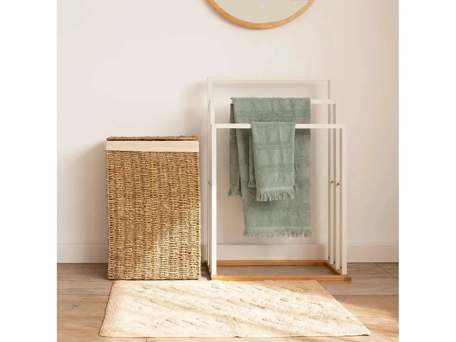 WELL HOME - Panier conteneur pour vêtements ou linge, format rectangulaire 40L