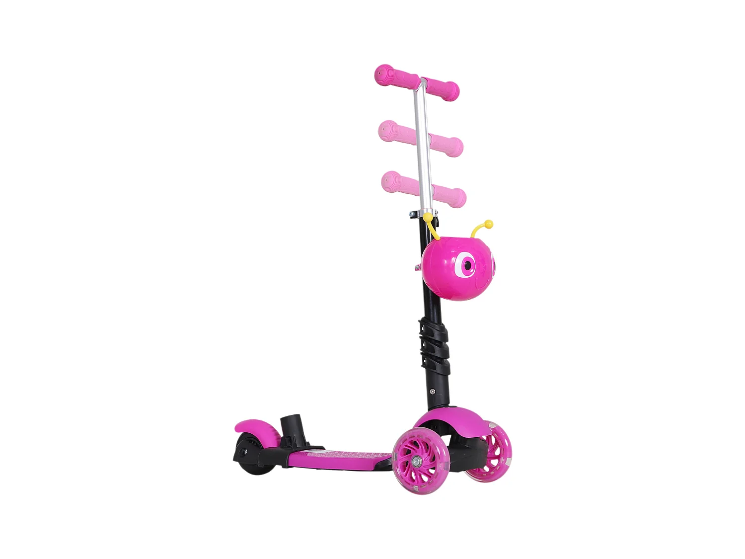 Trottinette pour enfants trottinette 3 roues évolutive 3 en 1 hauteur guidon réglable canne telescopique selle dossier amovible rose