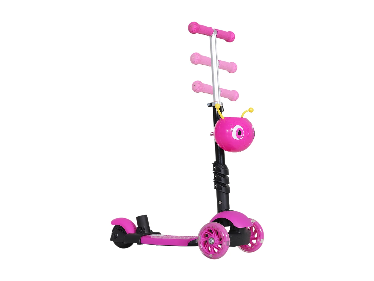 Trottinette pour enfants trottinette 3 roues évolutive 3 en 1 hauteur guidon réglable canne telescopique selle dossier amovible rose