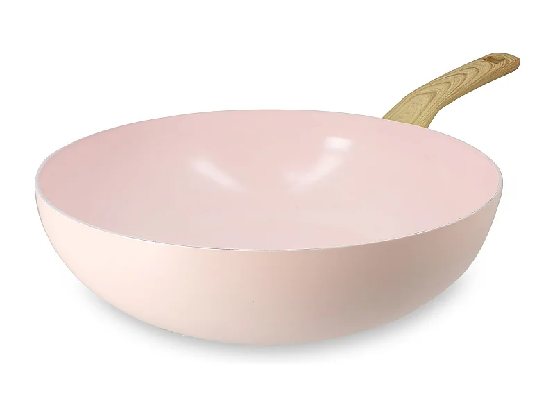 Menastyl - Wok Colorama 28cm En Aluminium Recycle Rose Induction