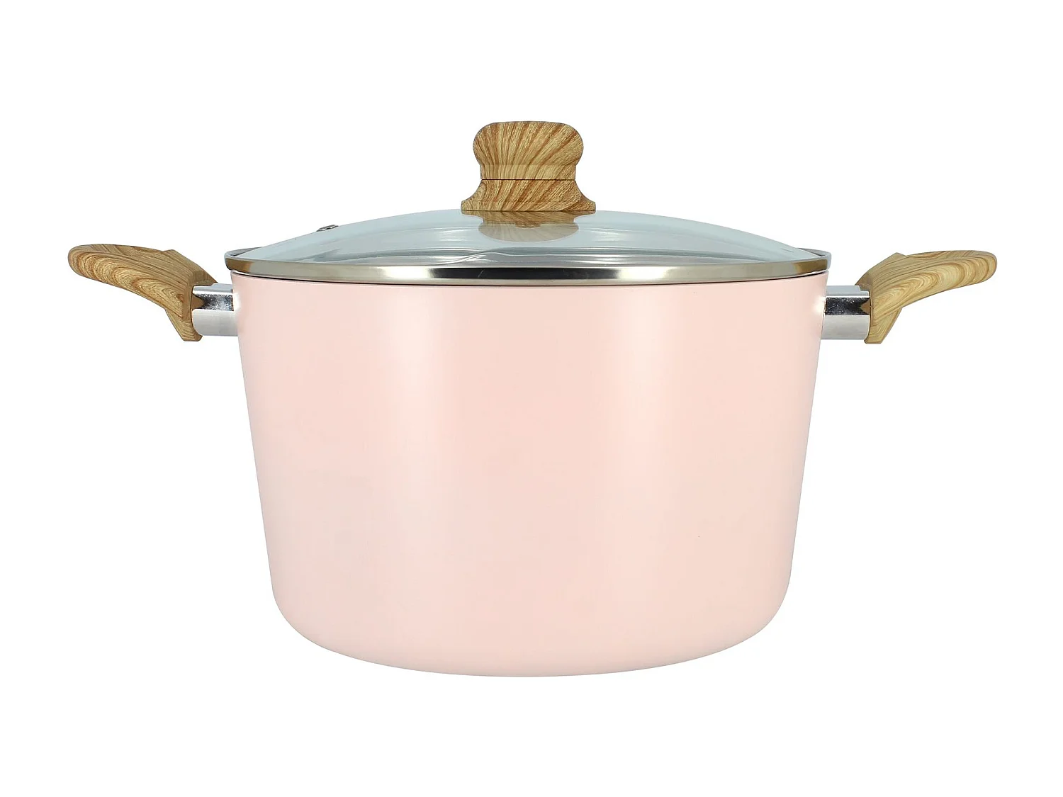 Menastyl - Faitout Colorama 24cm En Aluminium Recycle Rose Couvercle En Verre