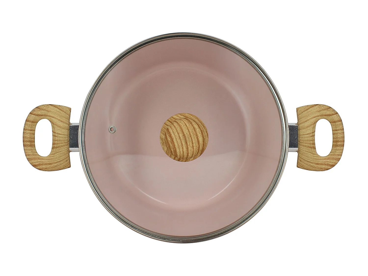 Menastyl - Faitout Colorama 24cm En Aluminium Recycle Rose Couvercle En Verre