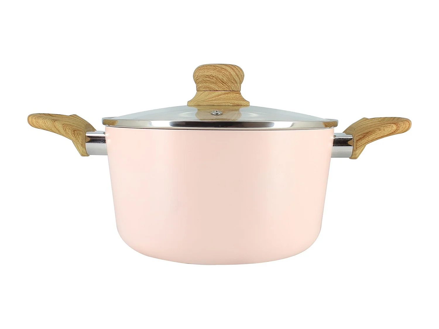 Menastyl - Faitout Colorama 20cm En Aluminium Recycle Rose Couvercle En Verre