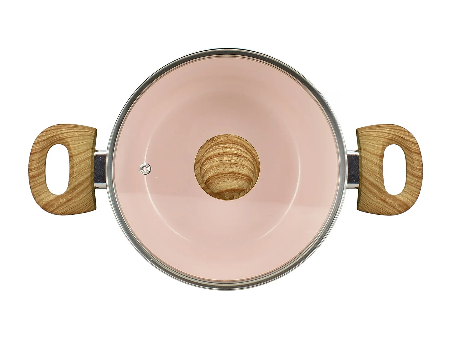 Menastyl - Faitout Colorama 20cm En Aluminium Recycle Rose Couvercle En Verre