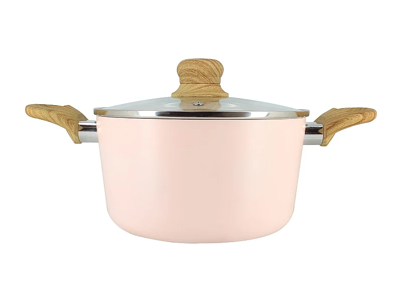 Menastyl - Faitout Colorama 20cm En Aluminium Recycle Rose Couvercle En Verre