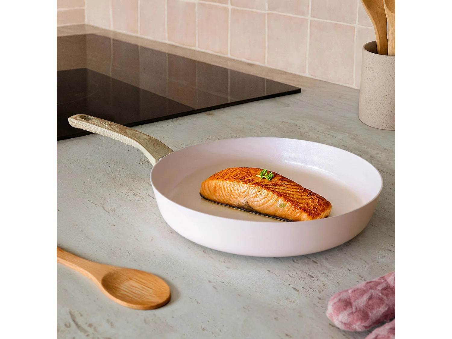 Menastyl - Poele Colorama 28cm En Aluminium Recycle Rose Induction