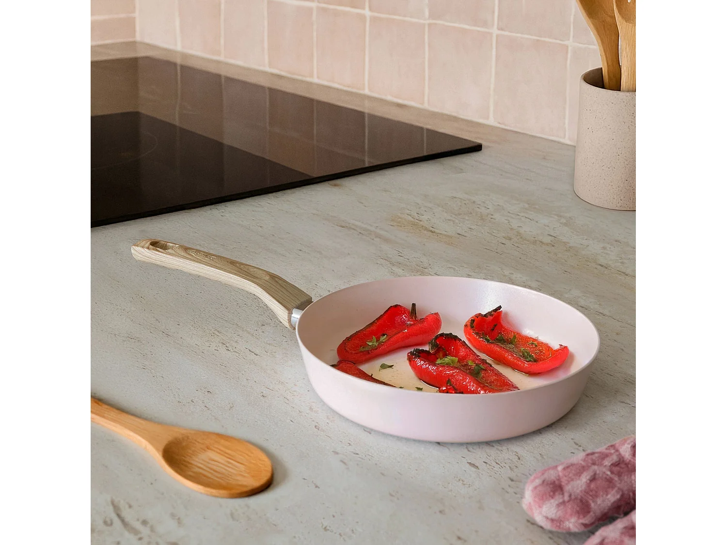 Menastyl - Poele Colorama 24cm En Aluminium Recycle Rose Induction