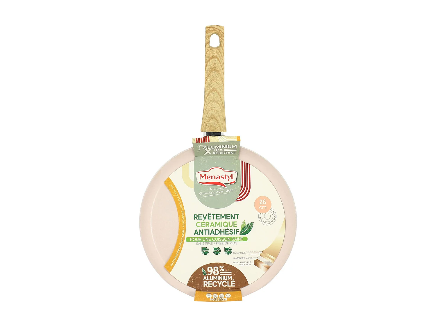 Menastyl - Crepiere Colorama 26cm En Aluminium Recycle Rose Induction