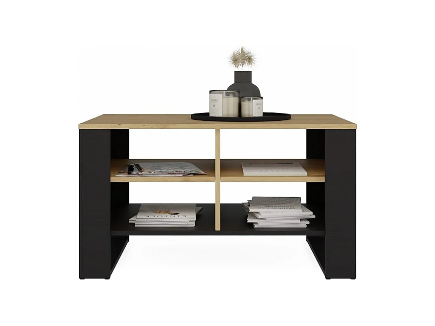 Ława Modern 4P SLIM | Dąb Artisan Czarny | 90x58x50 | Stolik Kawowy