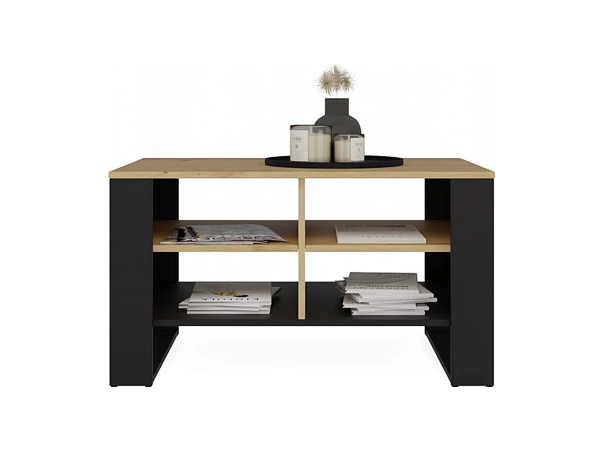 Model Stolik Modern 4P | Dąb Artisan Czarny | 90x58x50cm | Ława Kawowa