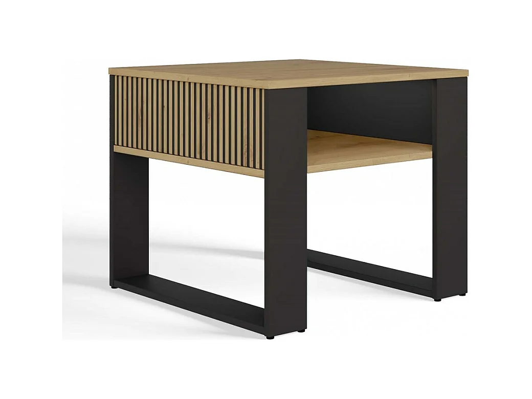 MINI – Quadratischer Industrie-Couchtisch – 58 x 58 x 50 – Couchtisch mit Ablage