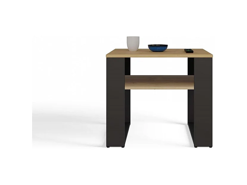 MINI – Quadratischer Industrie-Couchtisch – 58 x 58 x 50 – Couchtisch mit Ablage