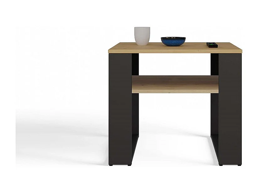 MINI - Table basse carré industrielle - 58x58x50 - Table basse avec étagère