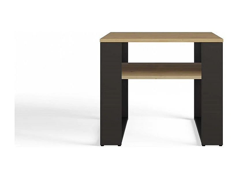 MINI - Table basse carré industrielle - 58x58x50 - Table basse avec étagère